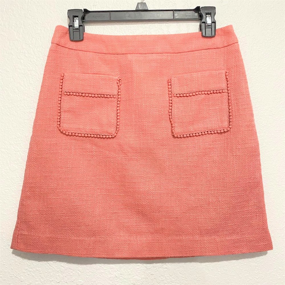 LOFT Women's Textured Lined Casual Work Pencil Skirt Pale Salmon Size 4